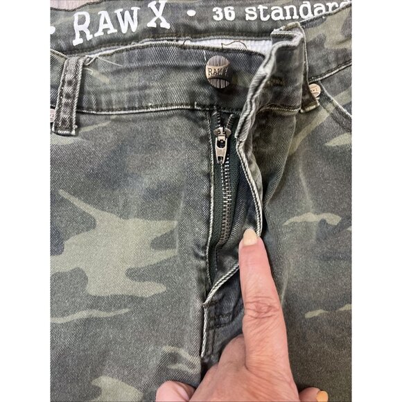 Raw X Standard Straight Leg Rock Military Green Camo Jeans Size 36/30 - Picture 5 of 12